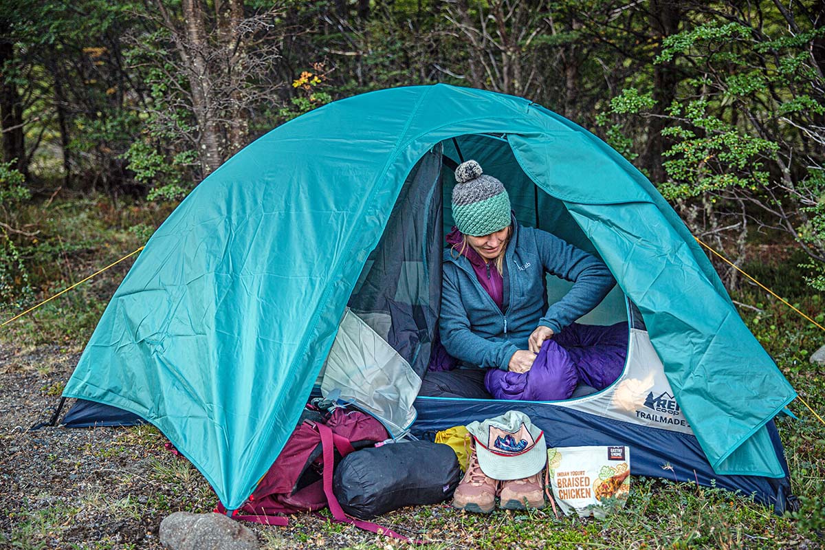 REI Co-op Trailmade 2 backpacking tent (camping in forest)